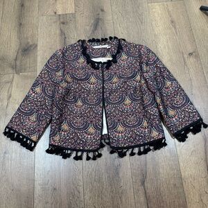 Chelsea & Violet Multicolor Boho Blazer Black‎ Tassels